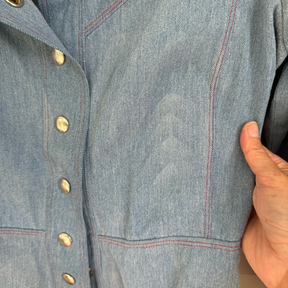 Vintage 70s hand sewn denim snap top w/patches!! - Picture 13 of 13